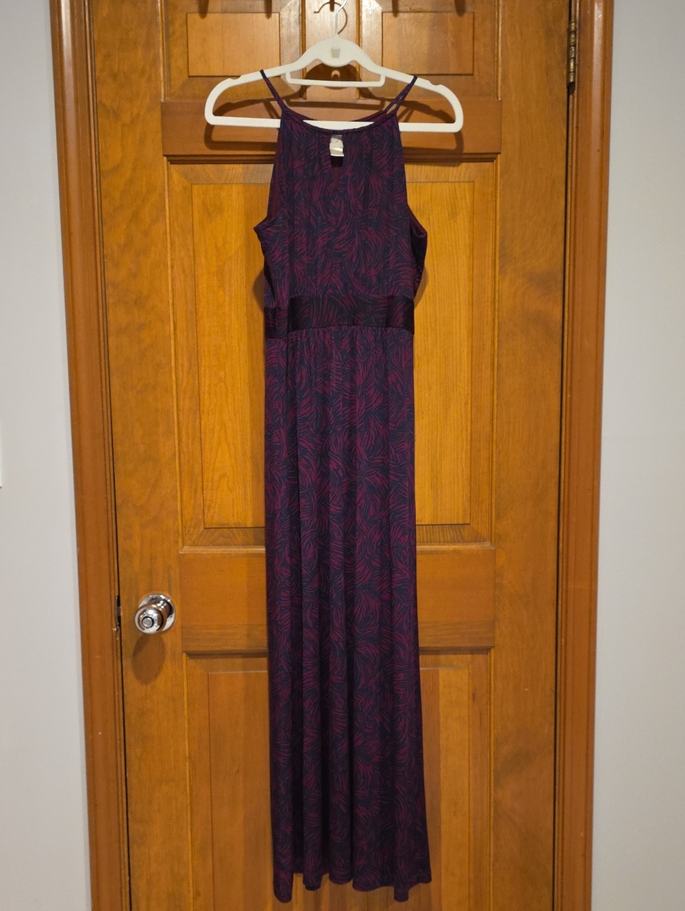 LOFT Purple & Pink Patterned Keyhole Halter Maxi Dress Small Petite